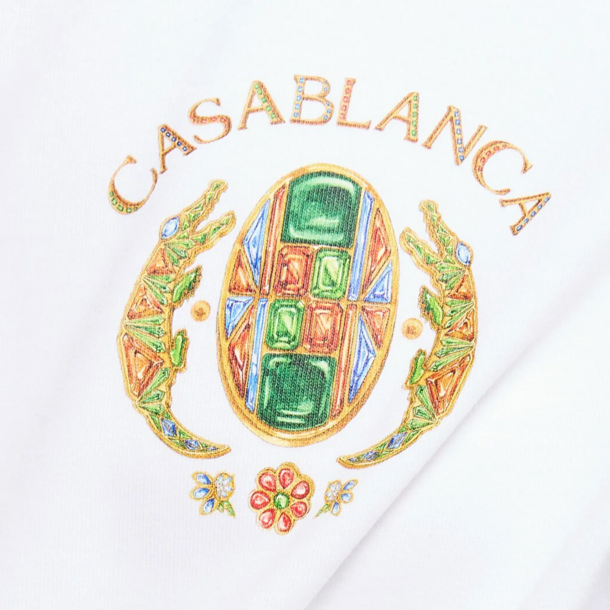Detailed View of Casablanca Joyaux D'Afrique Tennis Club White T-Shirt MS24-JTS-001-05